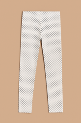 (Ages 7-9)Girl Cotton Jersey Tights – Black Polka Dot Print– White Polka Dot Print